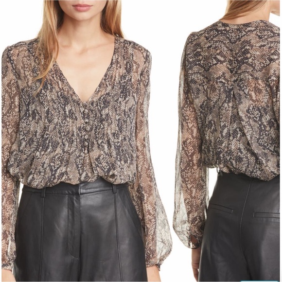 Veronica Beard Python Print Blouse - Picture 3 of 4